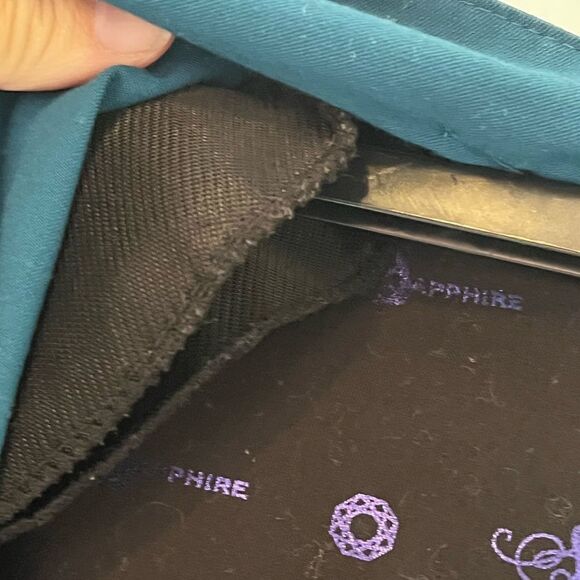 Sapphire Women’s Lab Jacket Large Aqua Underarm To Underarm 23” Length 26” EUC - Picture 9 of 13